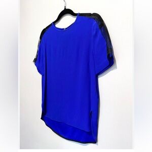 Zara Cobalt Blue Blouse Sheer Sleeve Detail Size M NWT